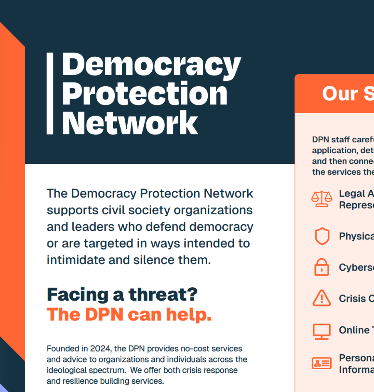Thumbnail of front page of Democracy Protection Network Overview.
